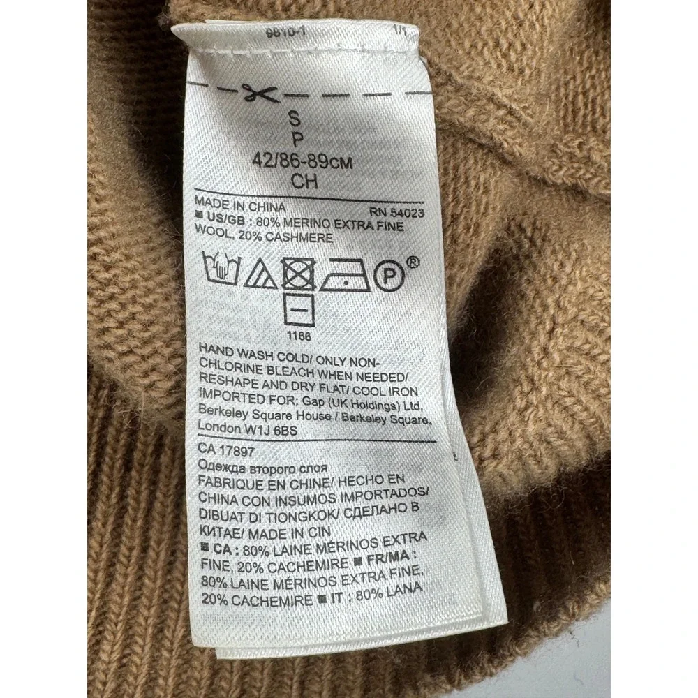 Banana Republic Mens Merino Wool Cashmere Cardigan Sweater Tan Brown Small